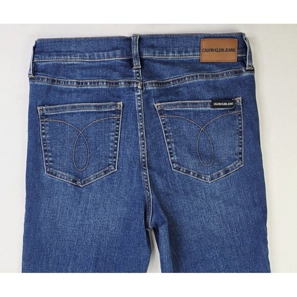 Calvin Klein Size 27X27 Womens Mid Rise Skinny Blue Denim Repreve 5 Pocket Jeans - Picture 13 of 14